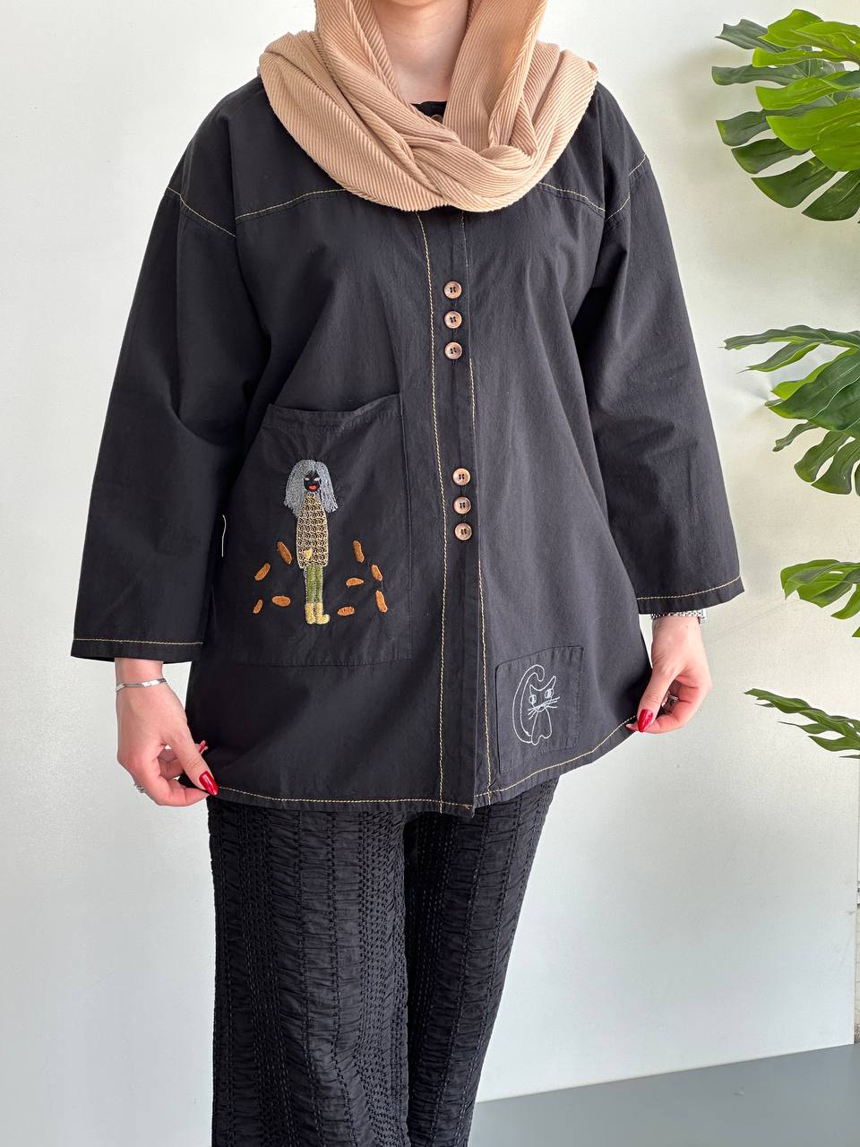 شومیز مانتویی سه دکمه دختر